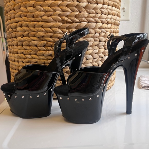 Pleaser Adore Heels Black with Rhinestones - Picture 1 of 11